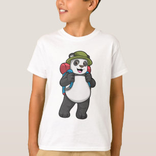 Camiseta Panda como excursionista con mochila