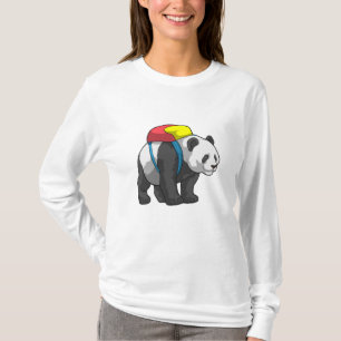 Camiseta Panda como excursionista con mochila