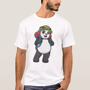 Camiseta Panda como excursionista con mochila