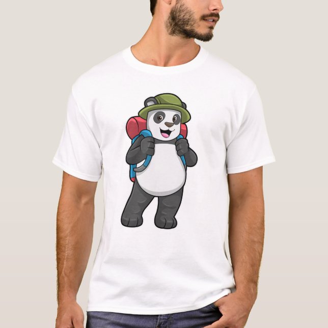 Camiseta Panda como excursionista con mochila (Anverso)