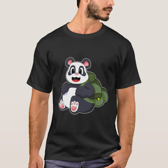 Camiseta Panda como excursionista con mochila (Anverso)