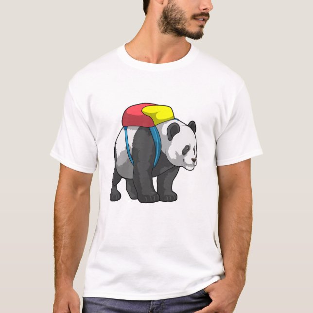 Camiseta Panda como excursionista con mochila (Anverso)