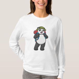 Camiseta Panda como excursionista con mochila