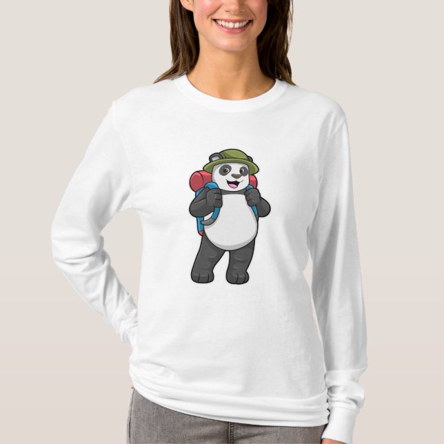 Camiseta Panda como excursionista con mochila (Anverso)