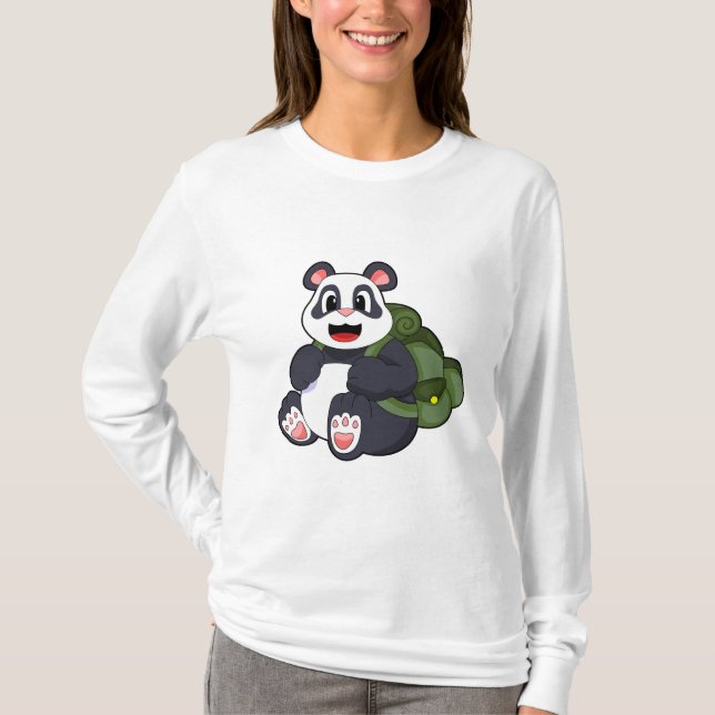 Camiseta Panda como excursionista con mochila (Anverso)