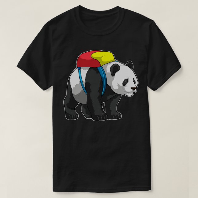 Camiseta Panda como excursionista con mochila 3 (Diseño del anverso)