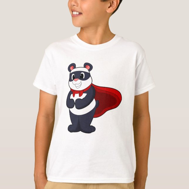 Camiseta Panda como héroe con máscara y Cabo (Anverso)