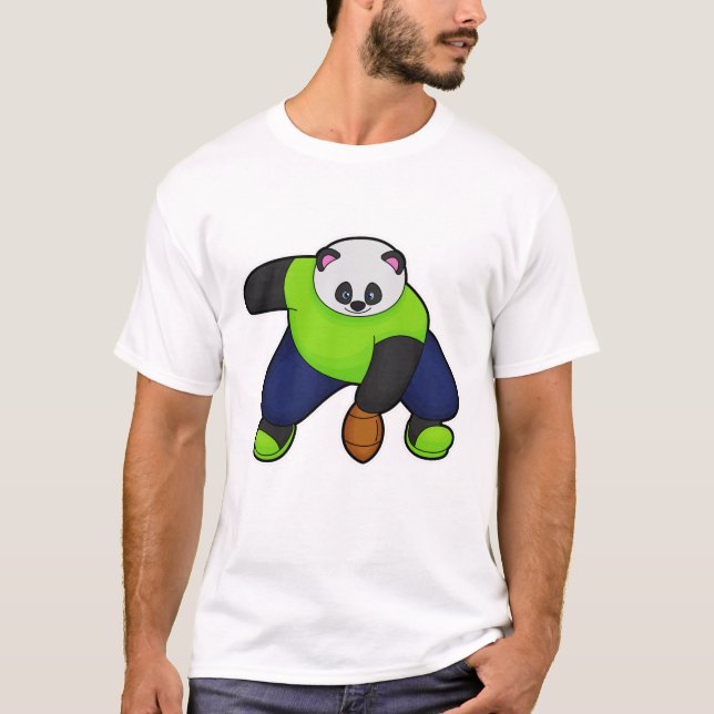 Camiseta Panda como jugador de fútbol con fútbol (Anverso)