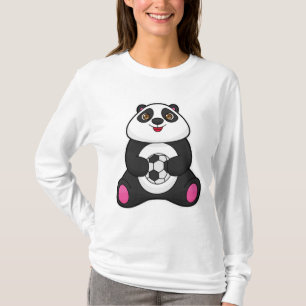Camiseta Panda como jugador de fútbol con pelota de fútbol