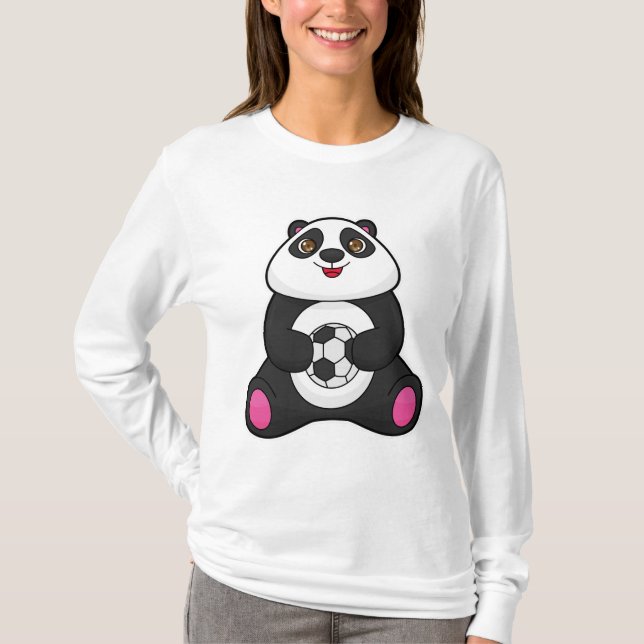 Camiseta Panda como jugador de fútbol con pelota de fútbol (Anverso)
