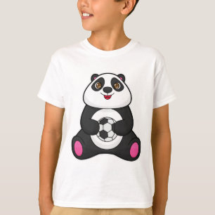 Camiseta Panda como jugador de fútbol con pelota de fútbol