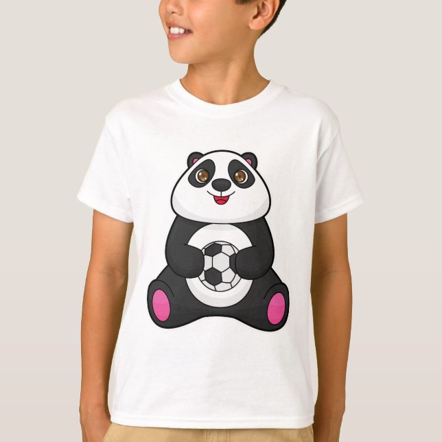 Camiseta Panda como jugador de fútbol con pelota de fútbol (Anverso)