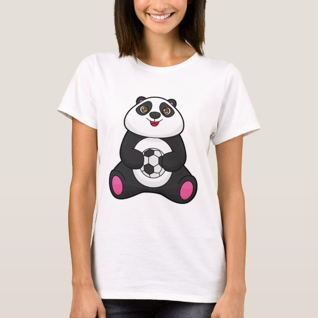 Camiseta Panda como jugador de fútbol con pelota de fútbol (Anverso)