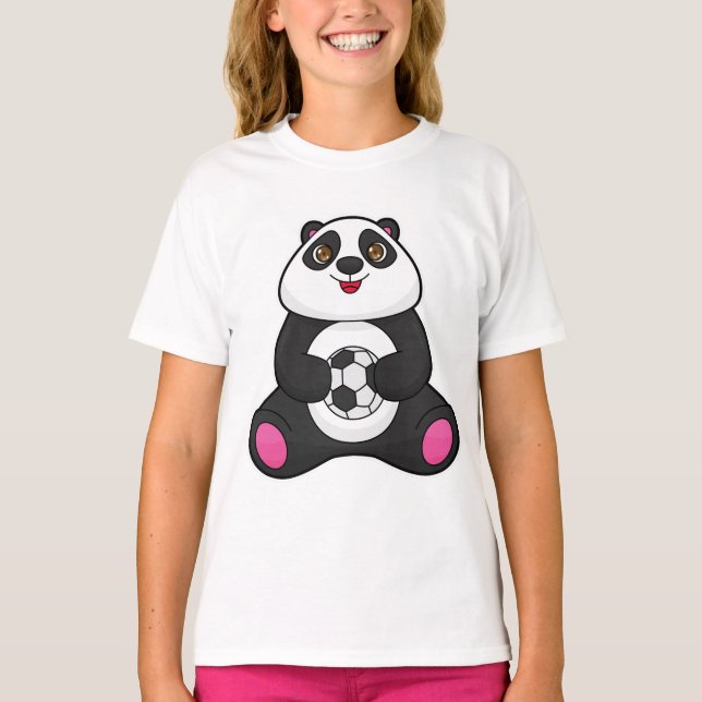 Camiseta Panda como jugador de fútbol con pelota de fútbol (Anverso)