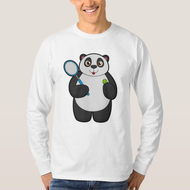 Camiseta Panda como jugador de tenis con raqueta de tenis (Anverso)
