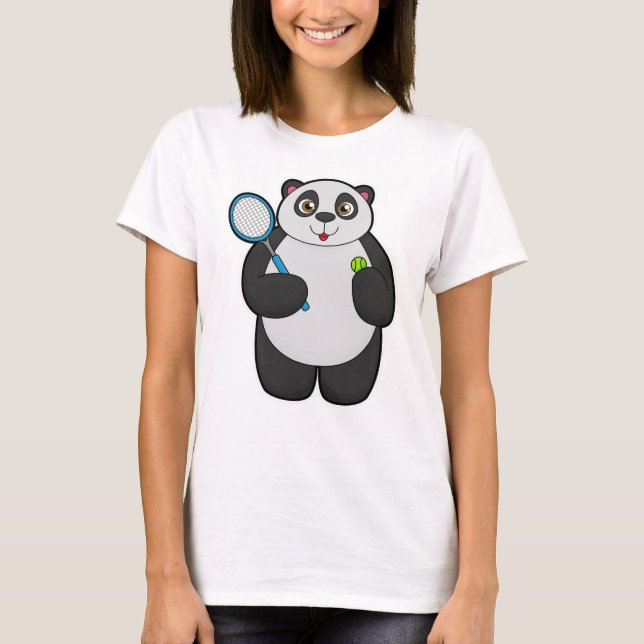 Camiseta Panda como jugador de tenis con raqueta de tenis (Anverso)