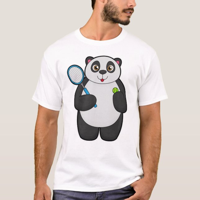 Camiseta Panda como jugador de tenis con raqueta de tenis (Anverso)