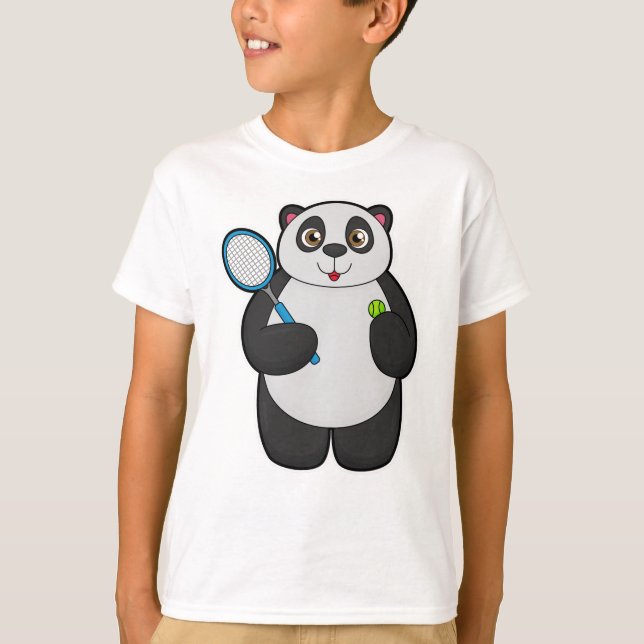 Camiseta Panda como jugador de tenis con raqueta de tenis (Anverso)