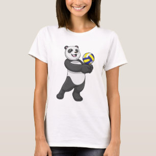 Camiseta Panda como jugador de voleibol con voleibol