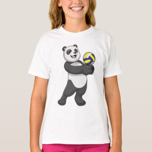 Camiseta Panda como jugador de voleibol con voleibol