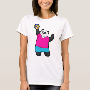 Camiseta Panda como jugador de voleibol con voleibol
