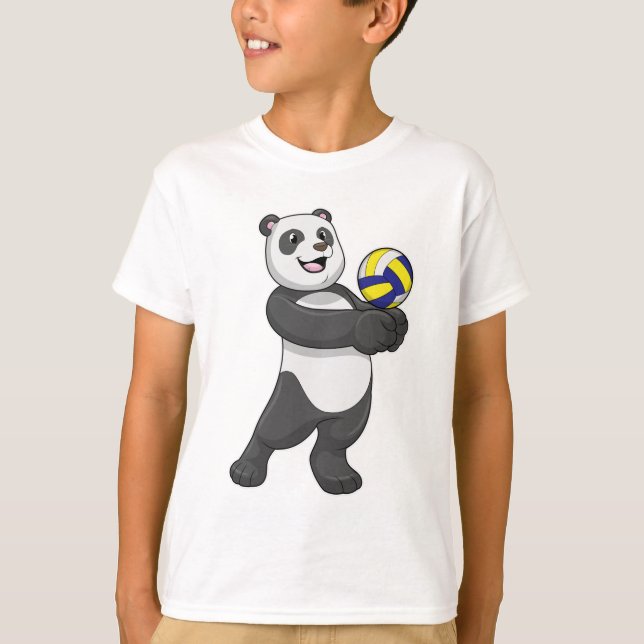 Camiseta Panda como jugador de voleibol con voleibol (Anverso)