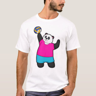 Camiseta Panda como jugador de voleibol con voleibol