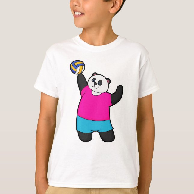 Camiseta Panda como jugador de voleibol con voleibol (Anverso)