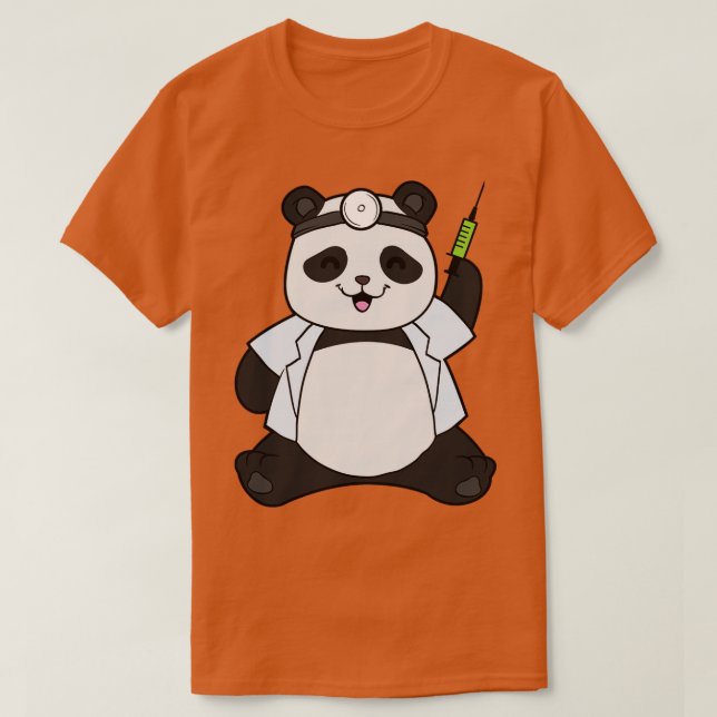 Camiseta Panda como médica con jeringa (Diseño del anverso)