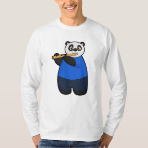 Camiseta Panda como músico con flauta