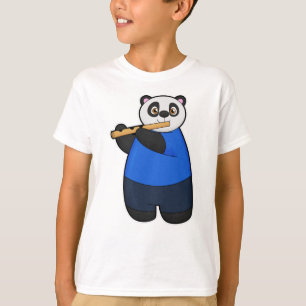 Camiseta Panda como músico con flauta