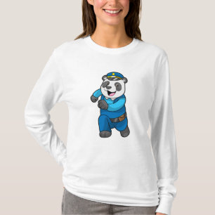 Camiseta Panda como oficial de policía con gorra de policía