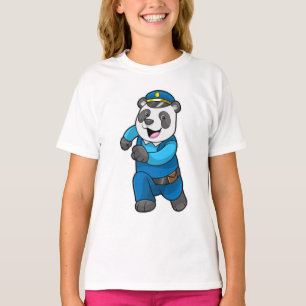 Camiseta Panda como oficial de policía con gorra de policía