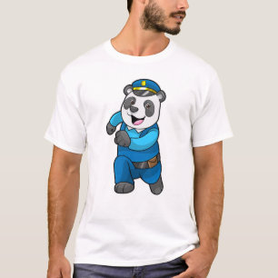 Camiseta Panda como oficial de policía con gorra de policía