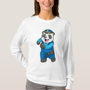 Camiseta Panda como oficial de policía con gorra de policía