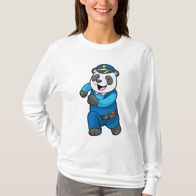 Camiseta Panda como oficial de policía con gorra de policía (Anverso)
