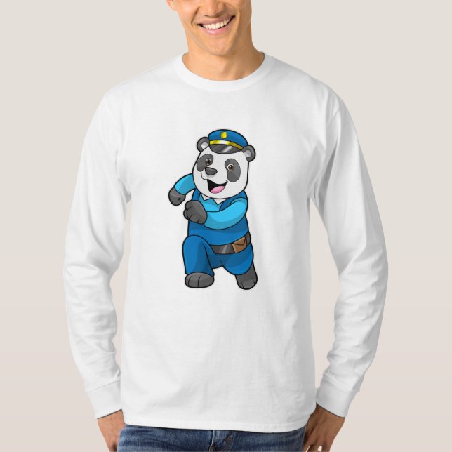 Camiseta Panda como oficial de policía con gorra de policía (Anverso)
