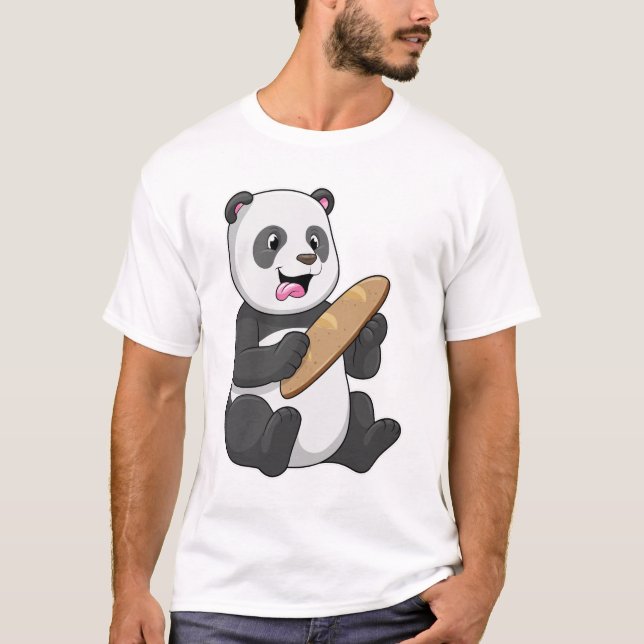 Camiseta Panda como panadero con pan (Anverso)