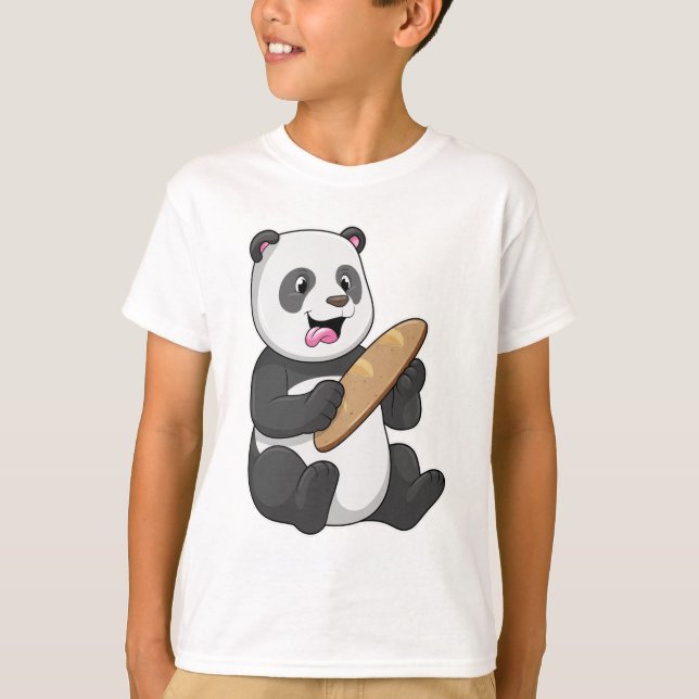 Camiseta Panda como panadero con pan (Anverso)