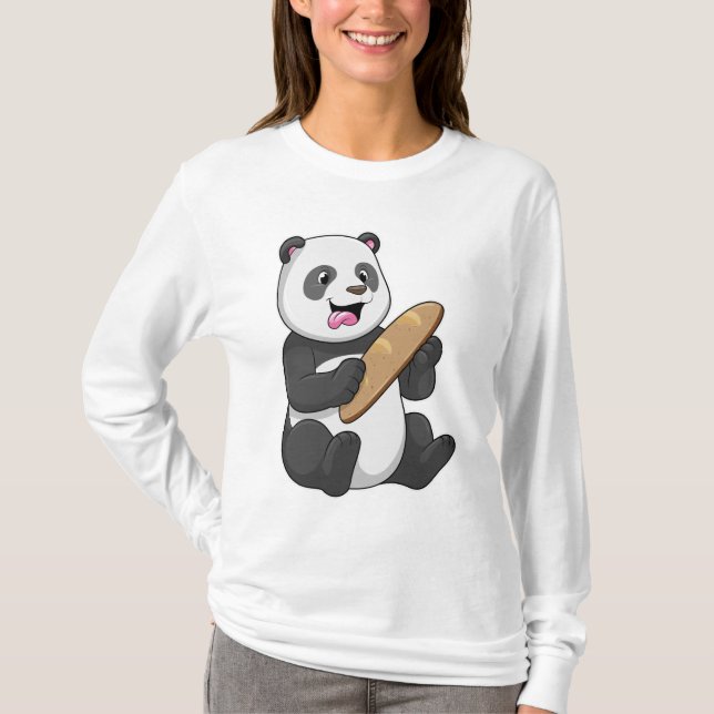 Camiseta Panda como panadero con pan (Anverso)