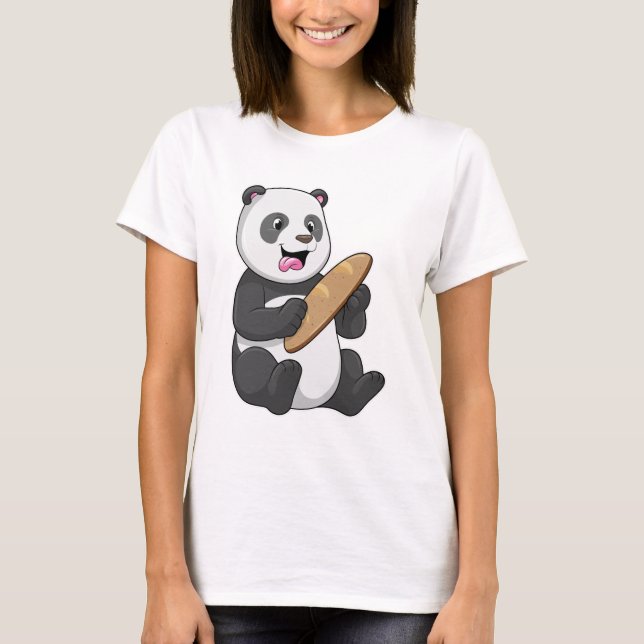 Camiseta Panda como panadero con pan (Anverso)