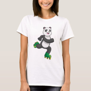 Camiseta Panda como patinador en línea con patines
