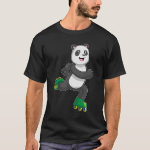 Camiseta Panda como patinador en línea con patines