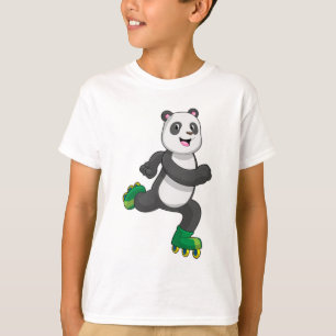 Camiseta Panda como patinador en línea con patines