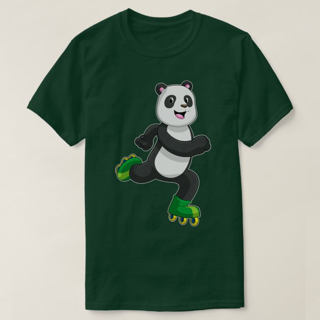 Camiseta Panda como patinador en línea con patines (Diseño del anverso)
