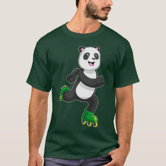 Camiseta Panda como patinador en línea con patines