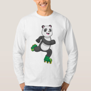 Camiseta Panda como patinador en línea con patines