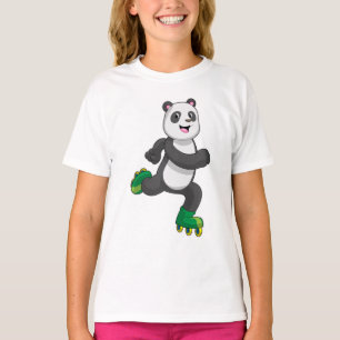 Camiseta Panda como patinador en línea con patines
