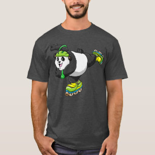 Camiseta Panda como patinador en línea con patines en línea
