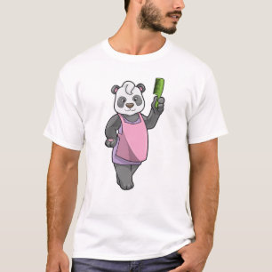 Camiseta Panda como peluquero con comb